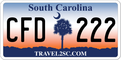 SC license plate CFD222