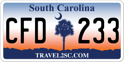 SC license plate CFD233