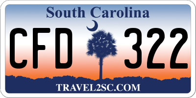 SC license plate CFD322
