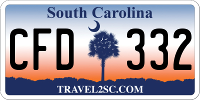 SC license plate CFD332
