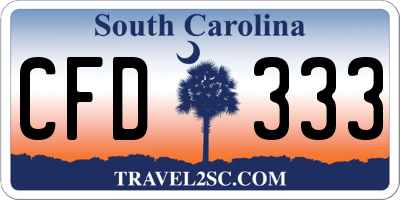 SC license plate CFD333
