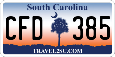 SC license plate CFD385