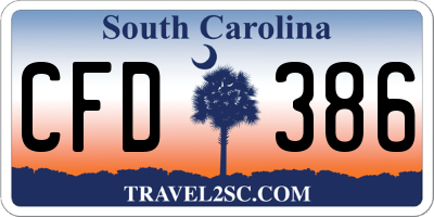 SC license plate CFD386
