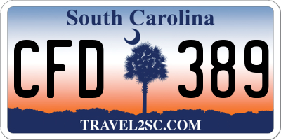 SC license plate CFD389