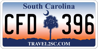 SC license plate CFD396