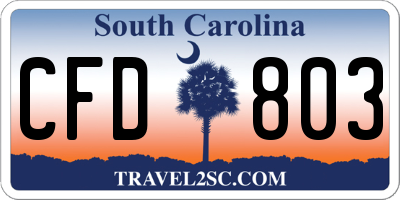 SC license plate CFD803