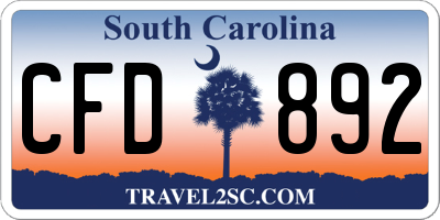 SC license plate CFD892