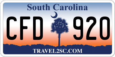 SC license plate CFD920