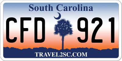 SC license plate CFD921