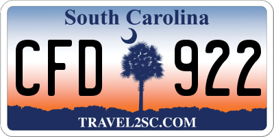 SC license plate CFD922
