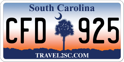 SC license plate CFD925