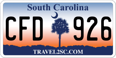 SC license plate CFD926
