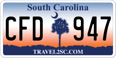 SC license plate CFD947