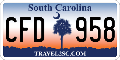SC license plate CFD958