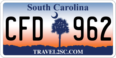 SC license plate CFD962