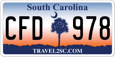 SC license plate CFD978