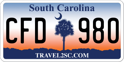 SC license plate CFD980