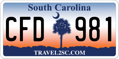 SC license plate CFD981
