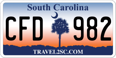 SC license plate CFD982