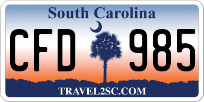 SC license plate CFD985