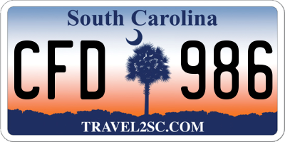 SC license plate CFD986