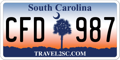SC license plate CFD987