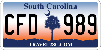 SC license plate CFD989