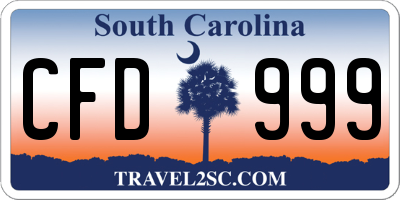 SC license plate CFD999