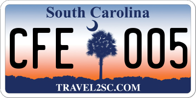 SC license plate CFE005