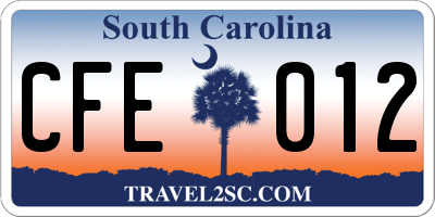 SC license plate CFE012