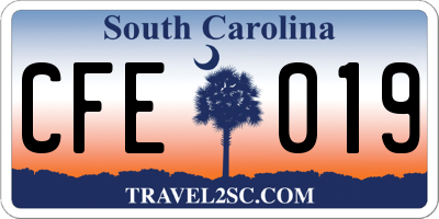 SC license plate CFE019
