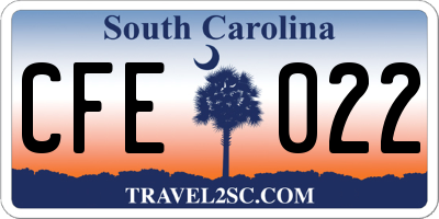 SC license plate CFE022