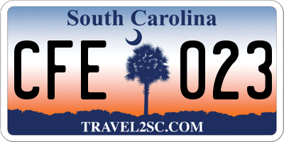 SC license plate CFE023