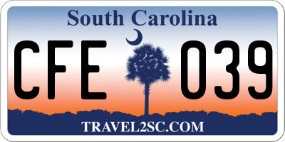 SC license plate CFE039