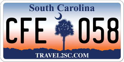 SC license plate CFE058