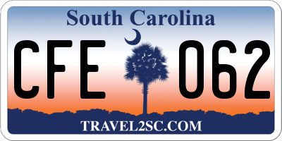 SC license plate CFE062
