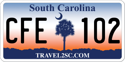 SC license plate CFE102