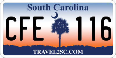 SC license plate CFE116
