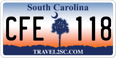 SC license plate CFE118