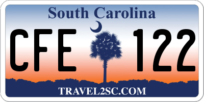 SC license plate CFE122