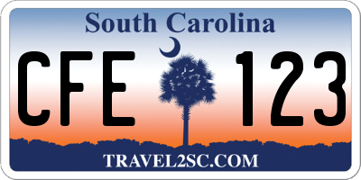 SC license plate CFE123