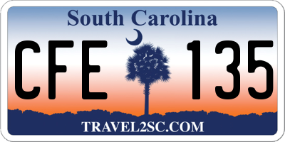 SC license plate CFE135