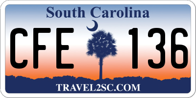 SC license plate CFE136