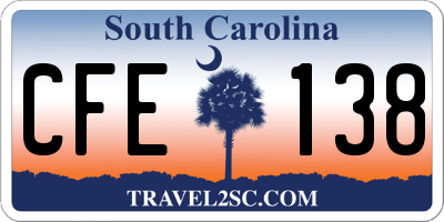 SC license plate CFE138