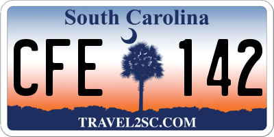 SC license plate CFE142