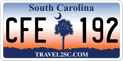 SC license plate CFE192