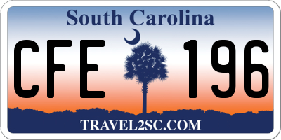 SC license plate CFE196