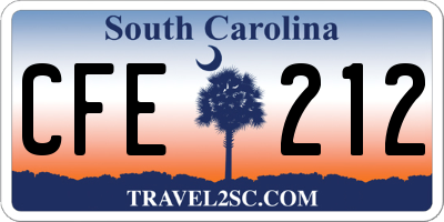 SC license plate CFE212