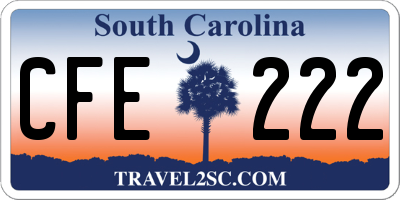 SC license plate CFE222