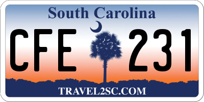 SC license plate CFE231